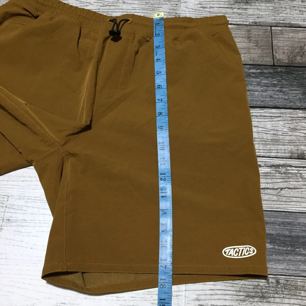 Tactics Skate Apparel Tech Shorts Men’s L Brown Orange Stretch (Inseam 8)